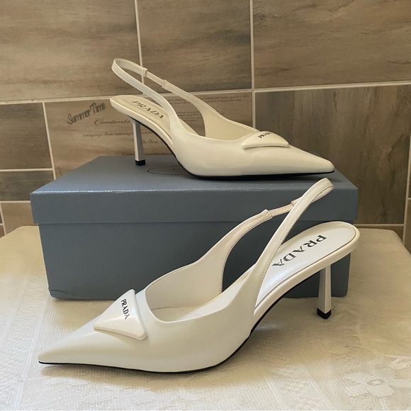 Women’s Prada White Heels With Box 👠 - Picture 3 of 6